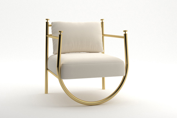 gold metal tekli koltuk tasarımı